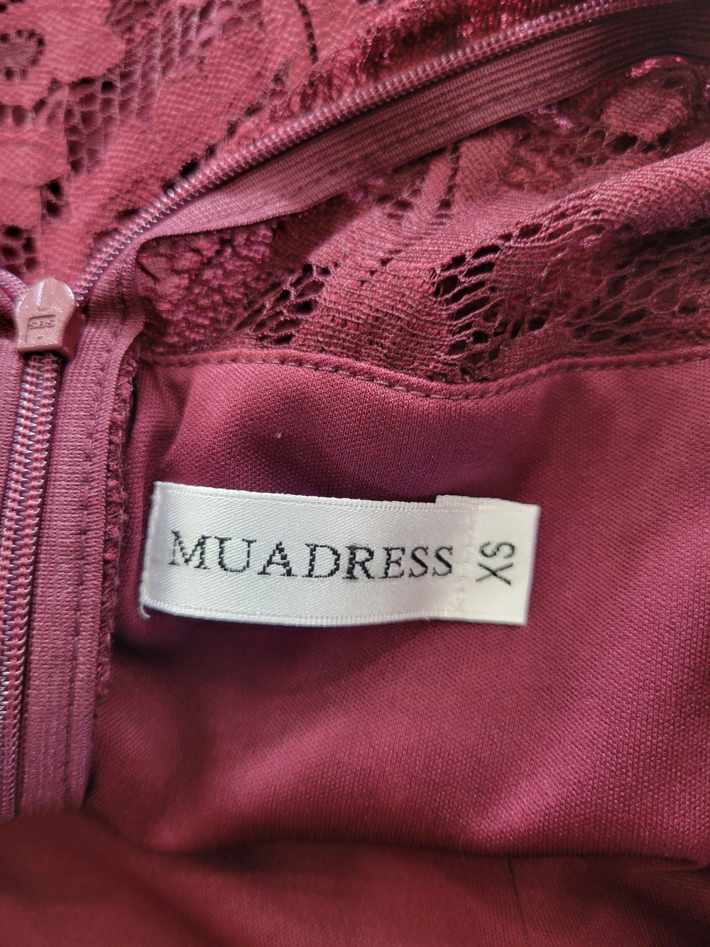 Sleeveless Burgundy Lace High-Low Dress Sz XS - Picture 10 of 11